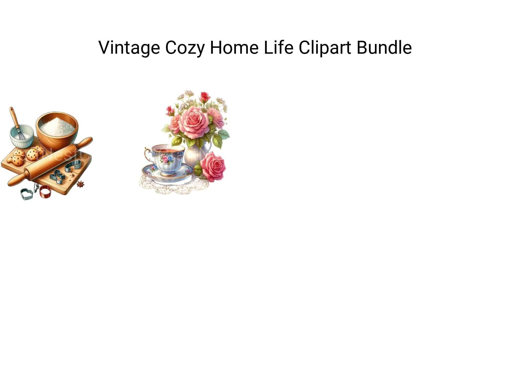 Vintage Cozy Home Life Clipart Bundle - CraftNest - Digital Crafting and Art
