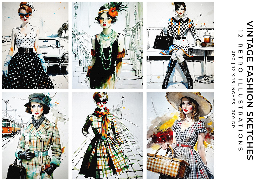 Vintage Fashion Sketches - Women