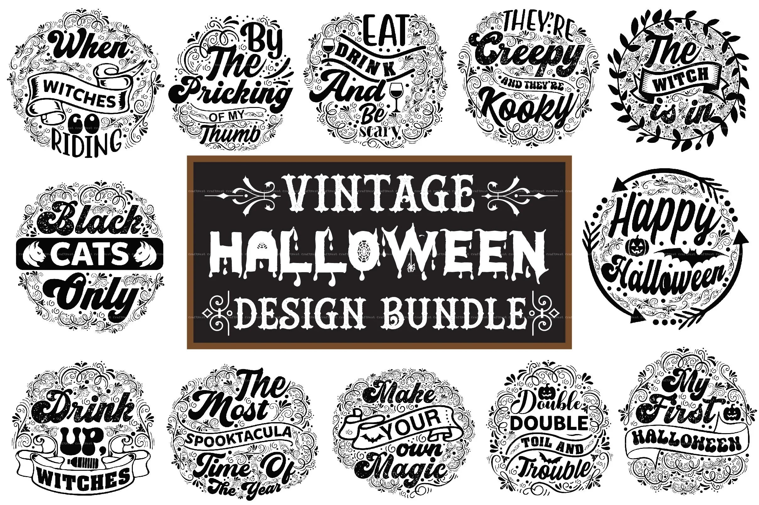 Vintage Halloween Design SVG Bundle - CraftNest - Digital Crafting and Art