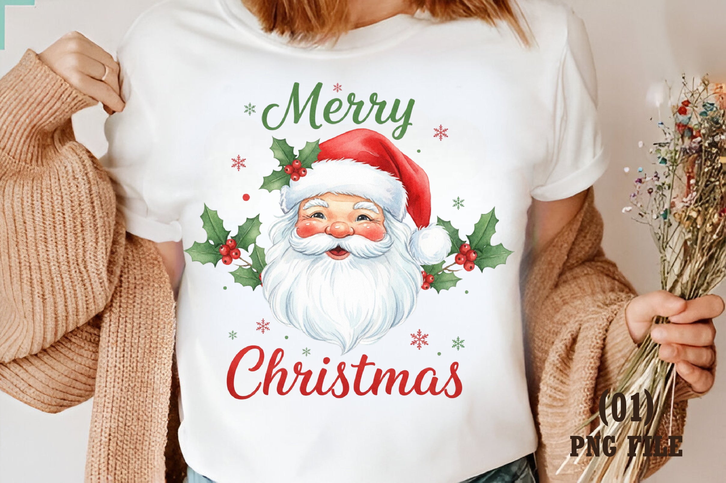 Vintage Merry Christmas Santa Claus Clipart Bundle