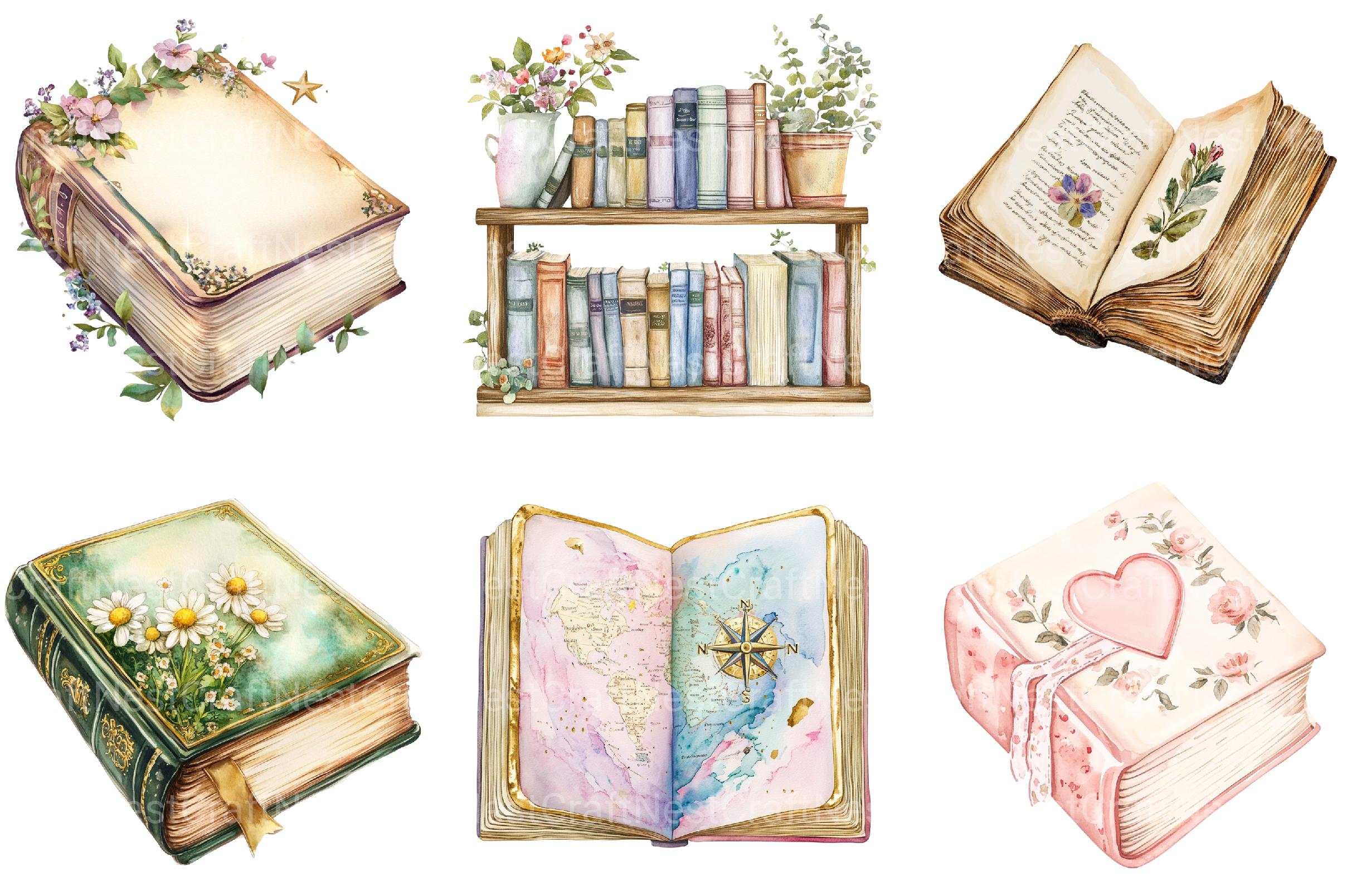 Vintage Books Clipart - CraftNest - Digital Crafting and Art