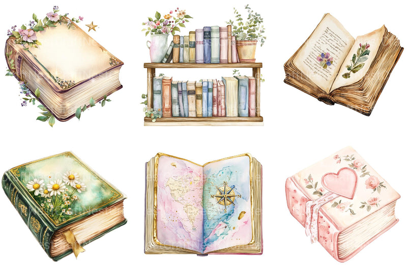 Vintage Books Clipart - CraftNest - Digital Crafting and Art