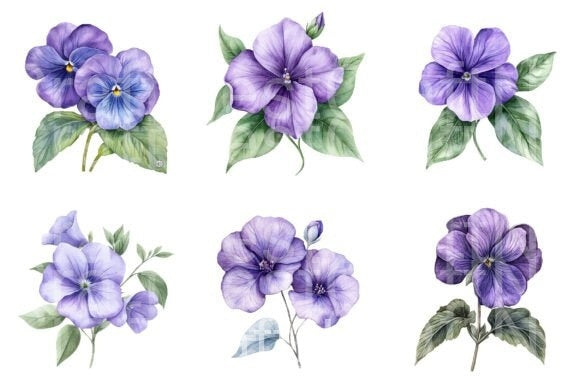 Violet Flower Clipart Bundle - CraftNest - Digital Crafting and Art