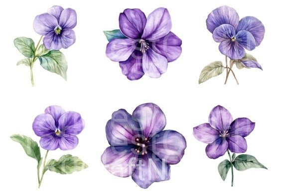 Violet Flower Clipart Bundle - CraftNest - Digital Crafting and Art