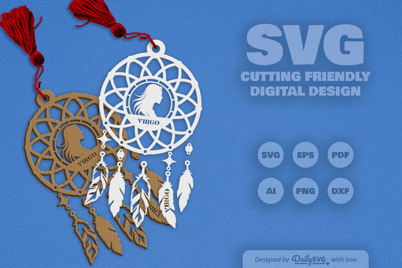 Virgo Dream Catcher Laser Cut Clipart Set - CraftNest - Digital Crafting and Art