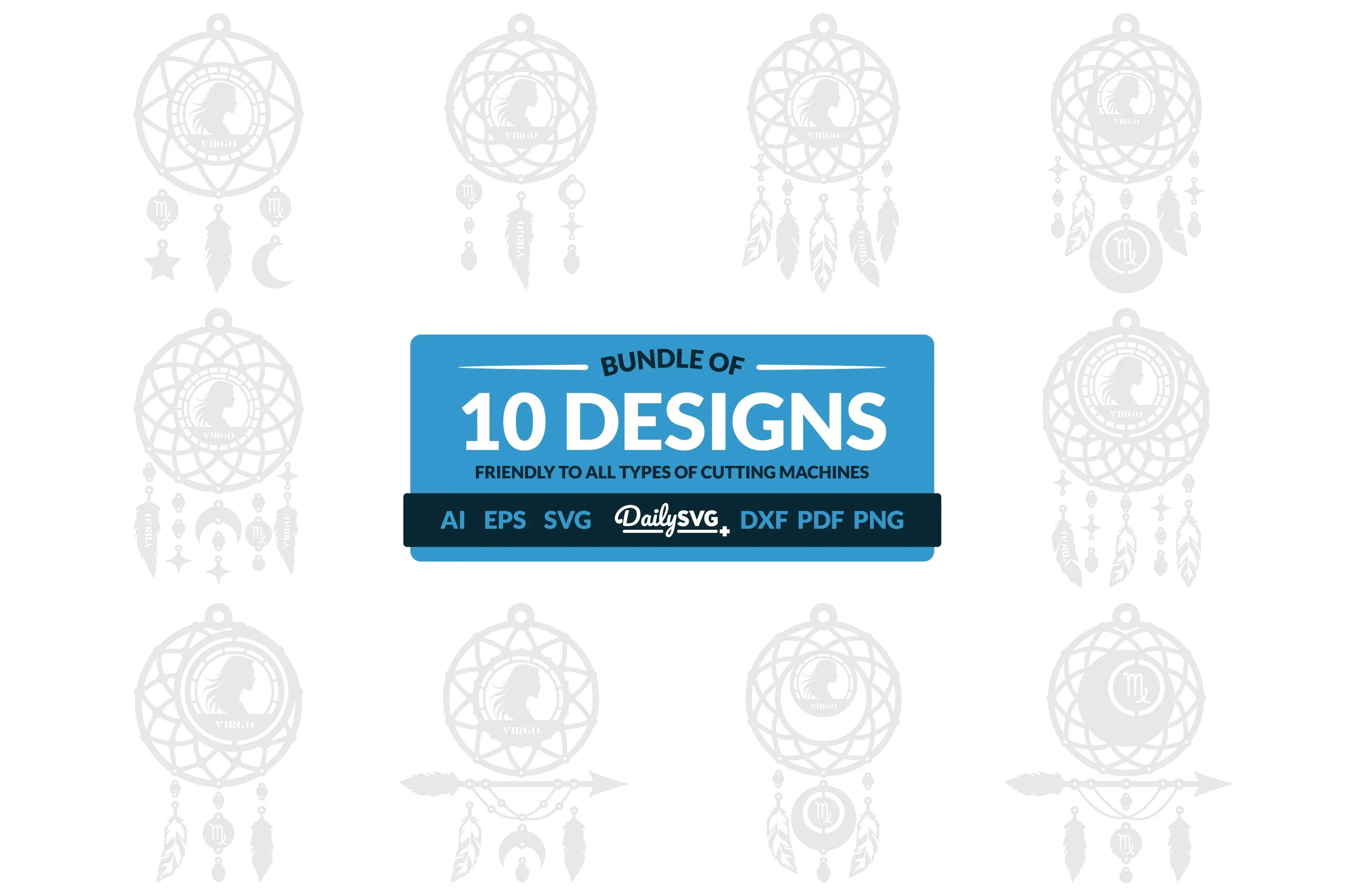 Virgo Dream Catcher Laser Cut Clipart Set - CraftNest - Digital Crafting and Art