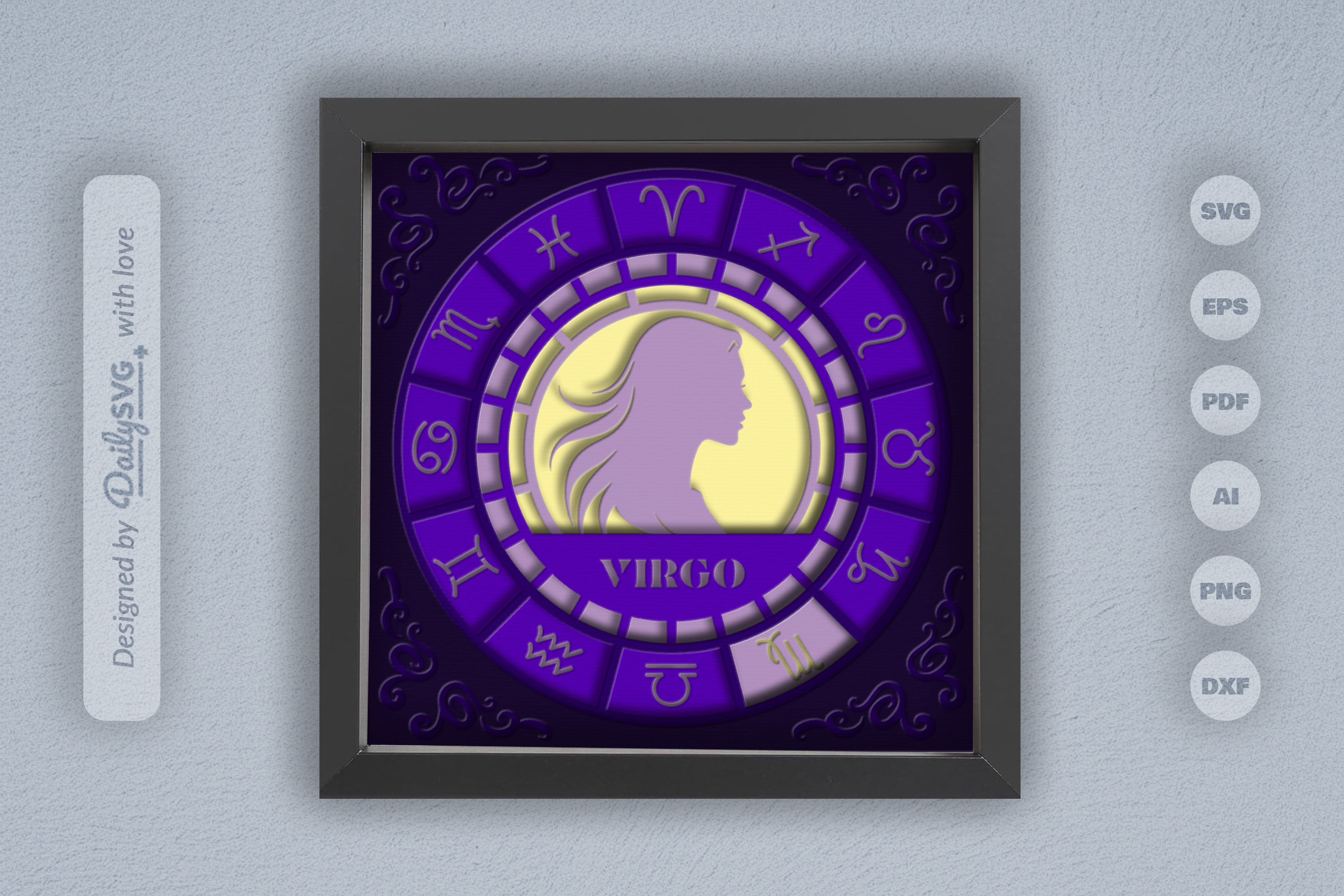 Virgo Zodiac 3D Shadow Box Papercut SVG Bundle