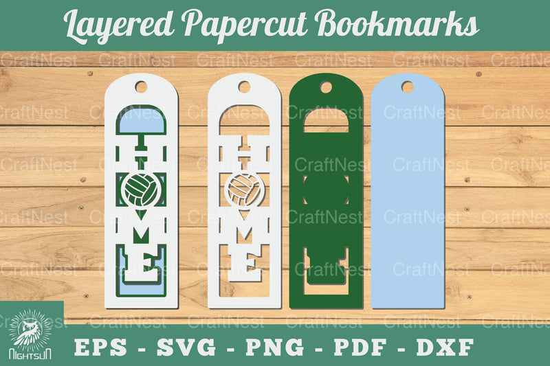 Volleyball 3D Papercut Bookmarks Bundle - CraftNest - Digital Crafting and Art
