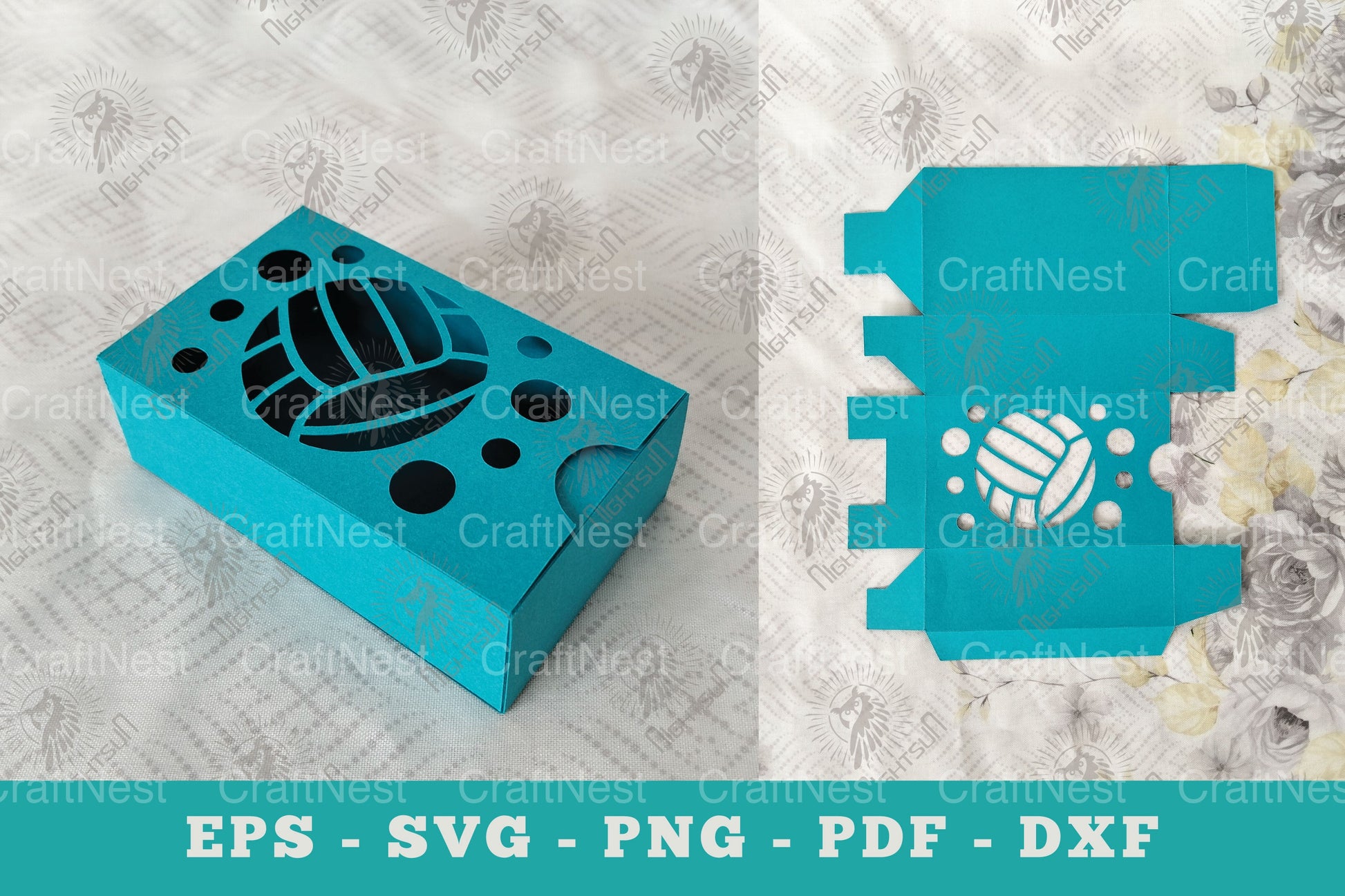 Volleyball Gift Box Papercut Craft Clipart Bundle - CraftNest - Digital Crafting and Art