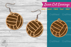 Volleyball Laser Cut Earrings Design Bundle - CraftNest - Digital Crafting and Art