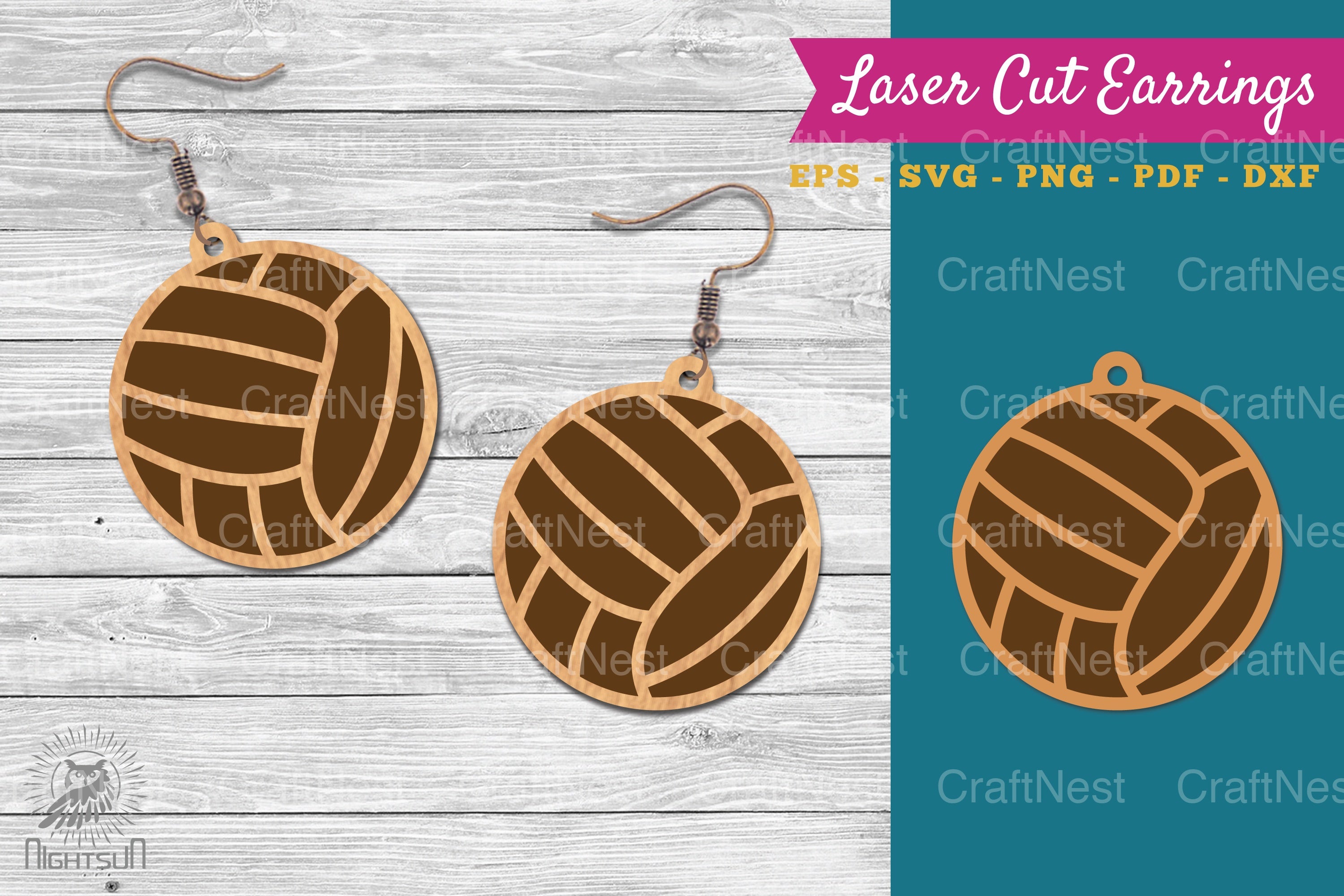 Volleyball Laser Cut Earrings Design Bundle - CraftNest - Digital Crafting and Art