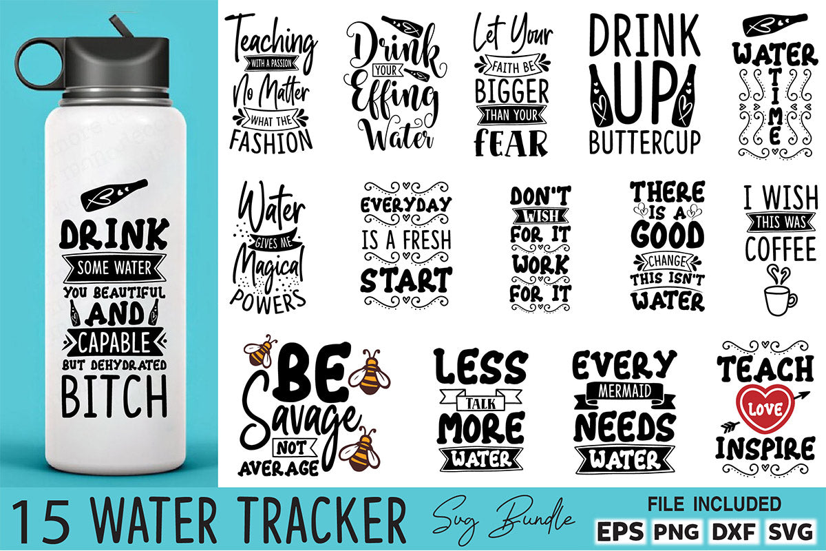 Water Tracker 15 SVG Bundle - CraftNest - Digital Crafting and Art