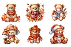 Autumn Teddy Bear Clipart Bundle 1 - CraftNest - Digital Crafting and Art