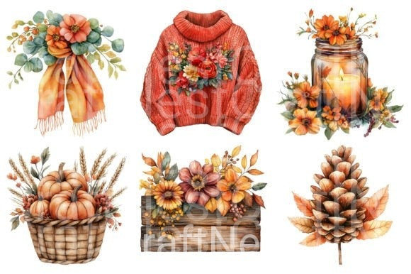Autumn Flower Clipart Bundle 44 - CraftNest - Digital Crafting and Art