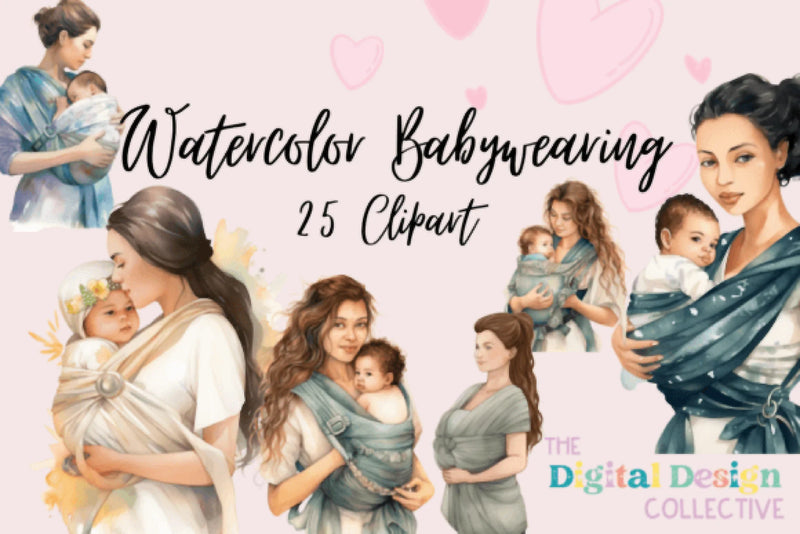 Babywearing Mom and Baby Clipart Bundle - CraftNest - Digital Crafting and Art