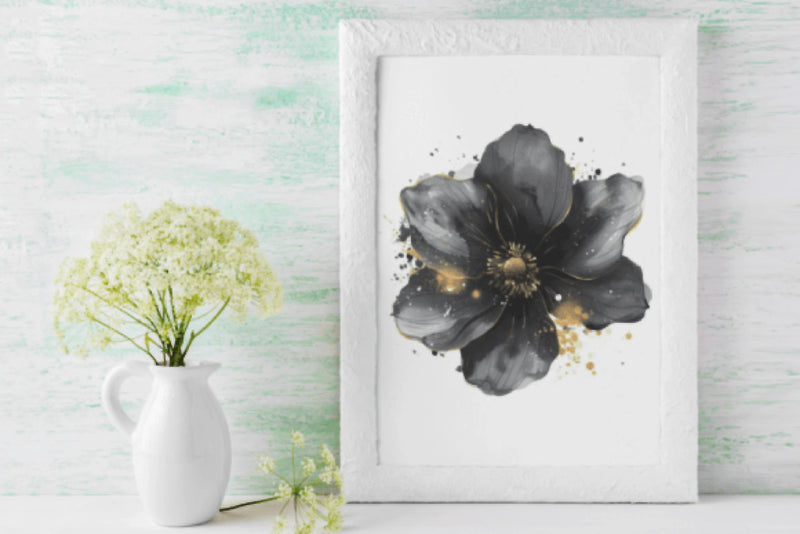 Elegant Black Gold Floral Clipart Bundle - CraftNest - Digital Crafting and Art