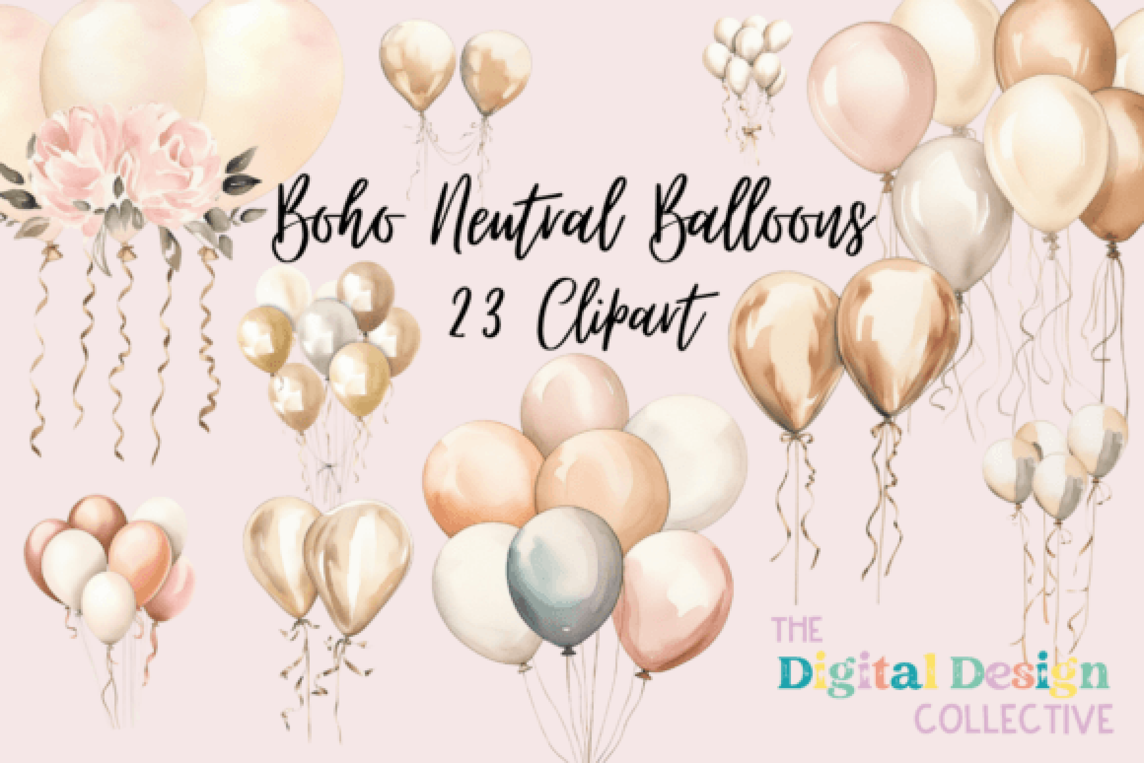 Boho Balloons Clipart