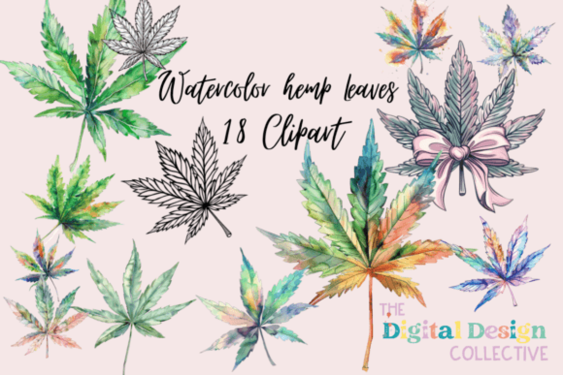 Cannabis Hemp Leaves Clipart Bundle