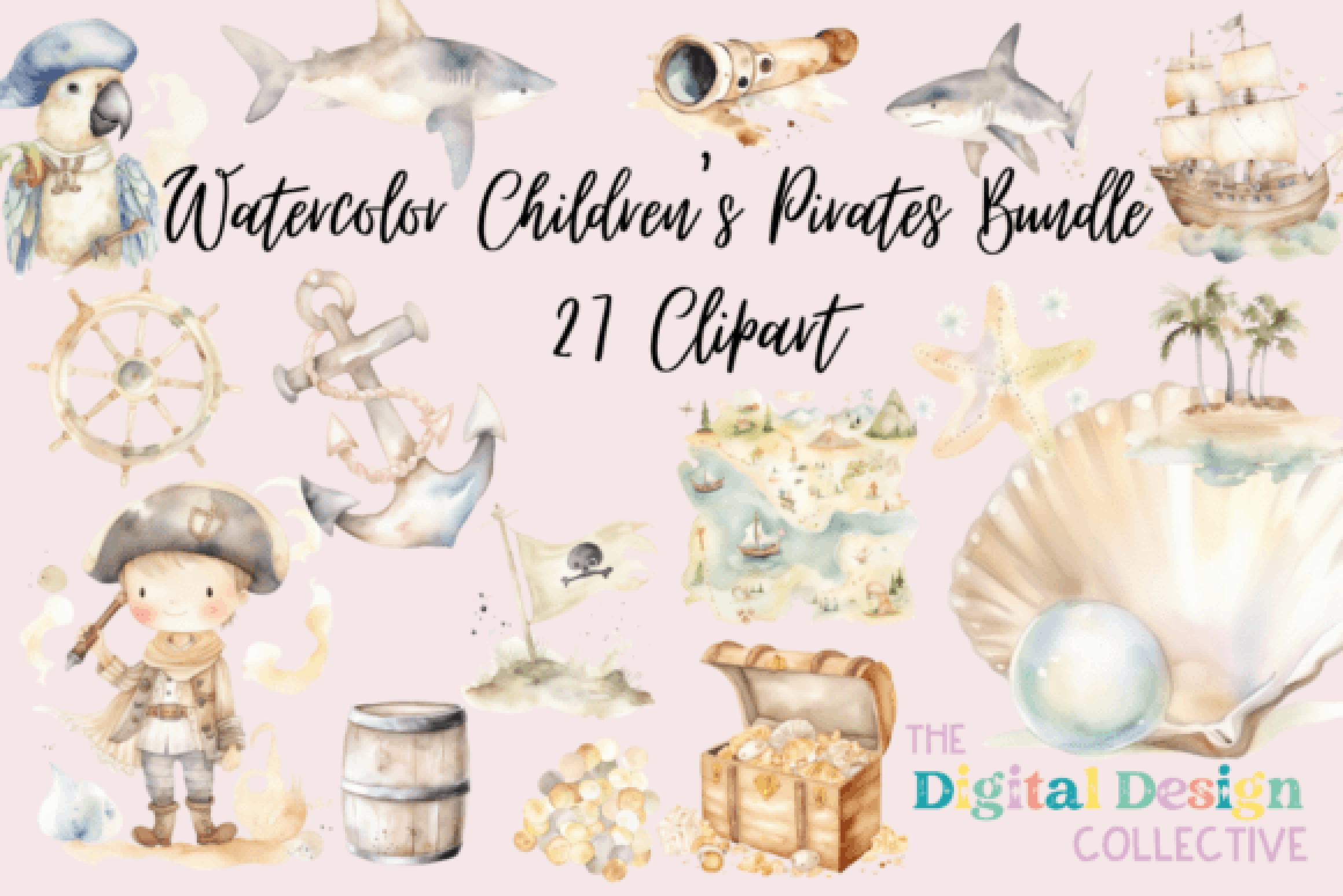 Children's Pirate Adventure Clipart Bundle