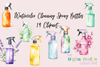 Eco-Friendly Cleaning Spray Bottles Clipart Bundle