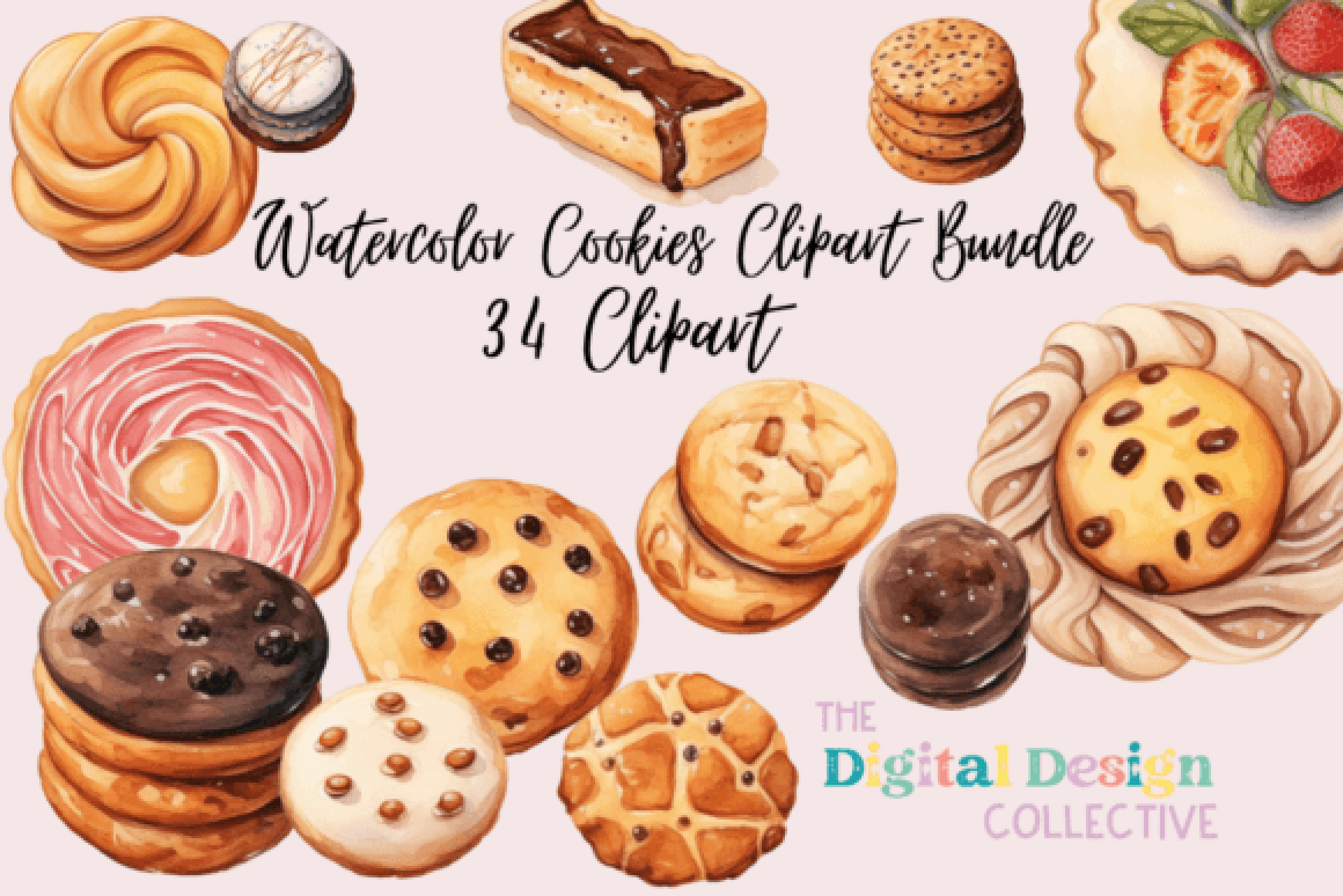 Watercolor Cookies Clipart Bundle