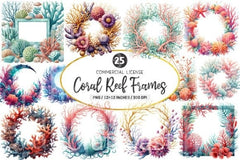 Coral Reef Frames Clipart Bundle - CraftNest - Digital Crafting and Art