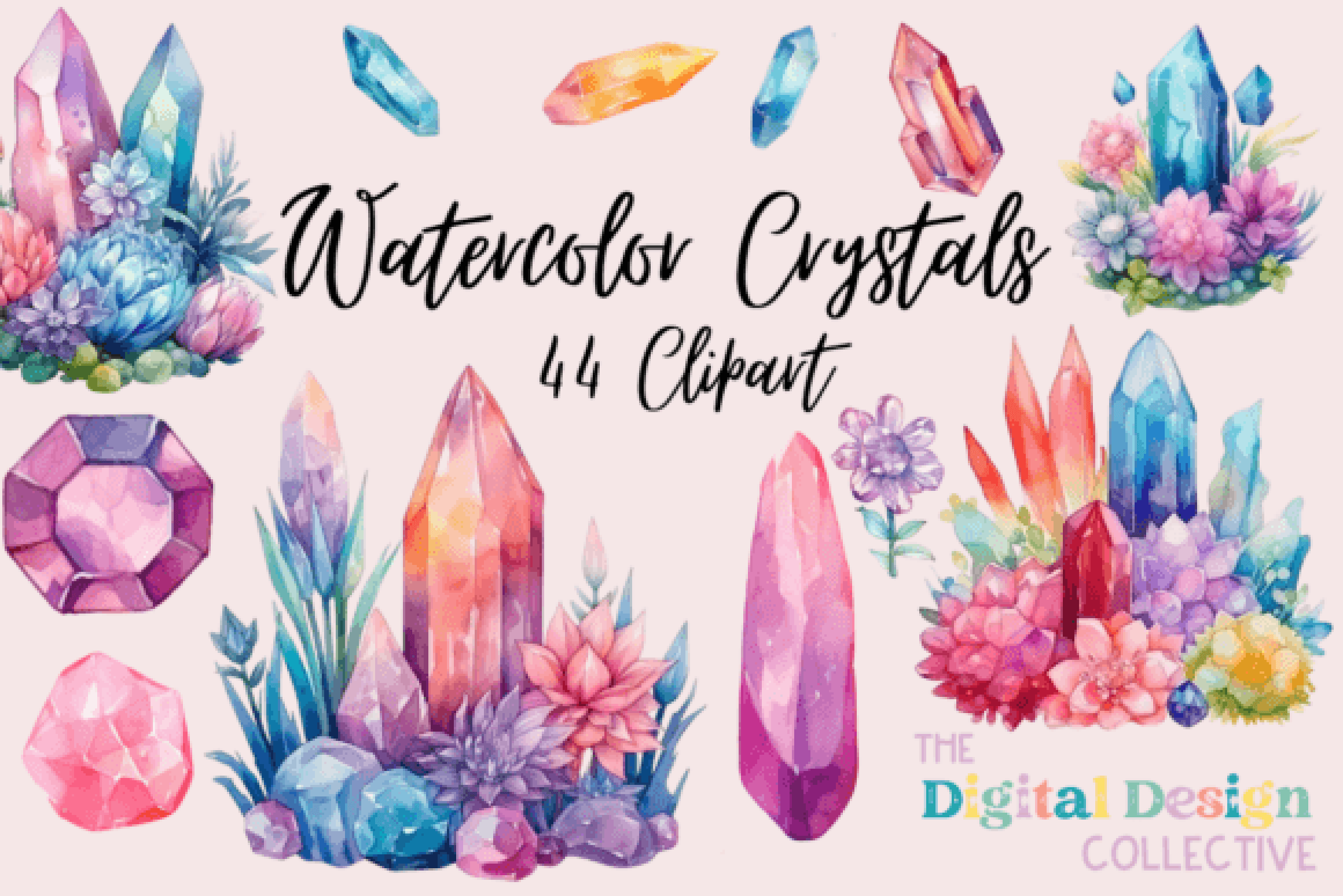Elegant Crystal Floral Clipart Bundle - CraftNest - Digital Crafting and Art