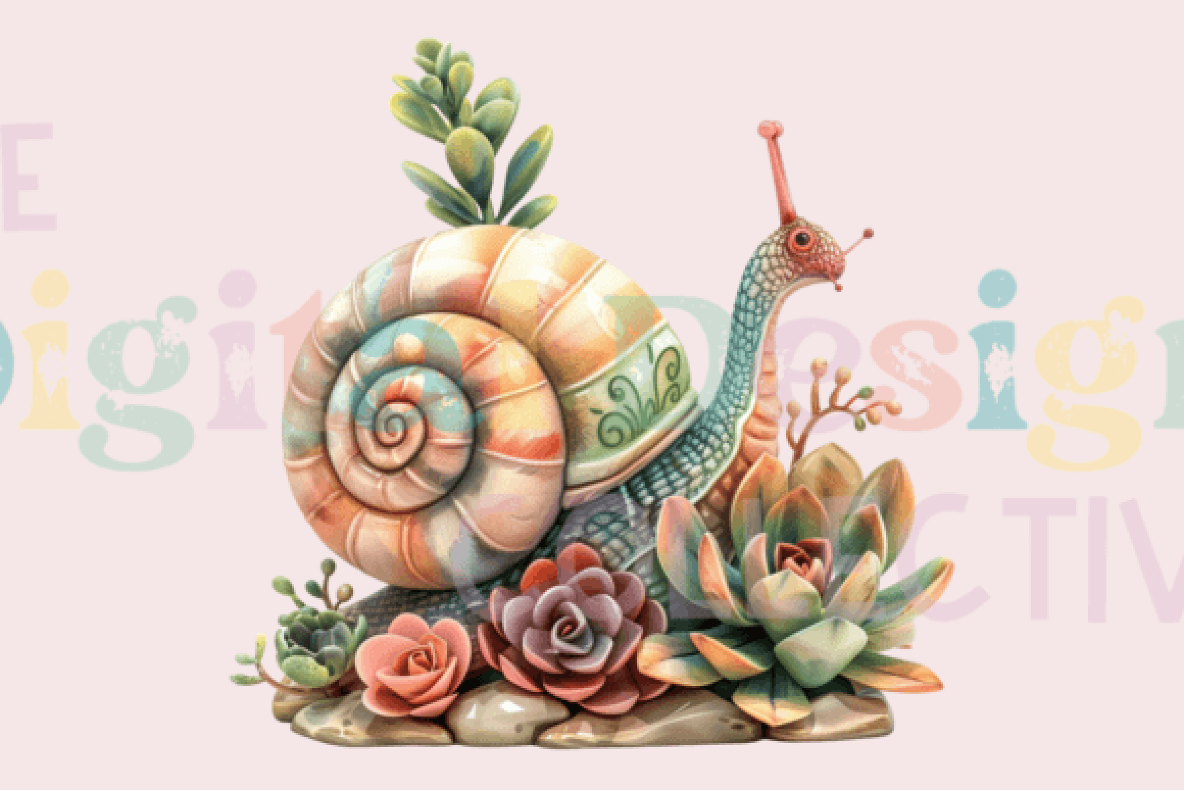 Adorable Fairy Snail Clipart Bundle