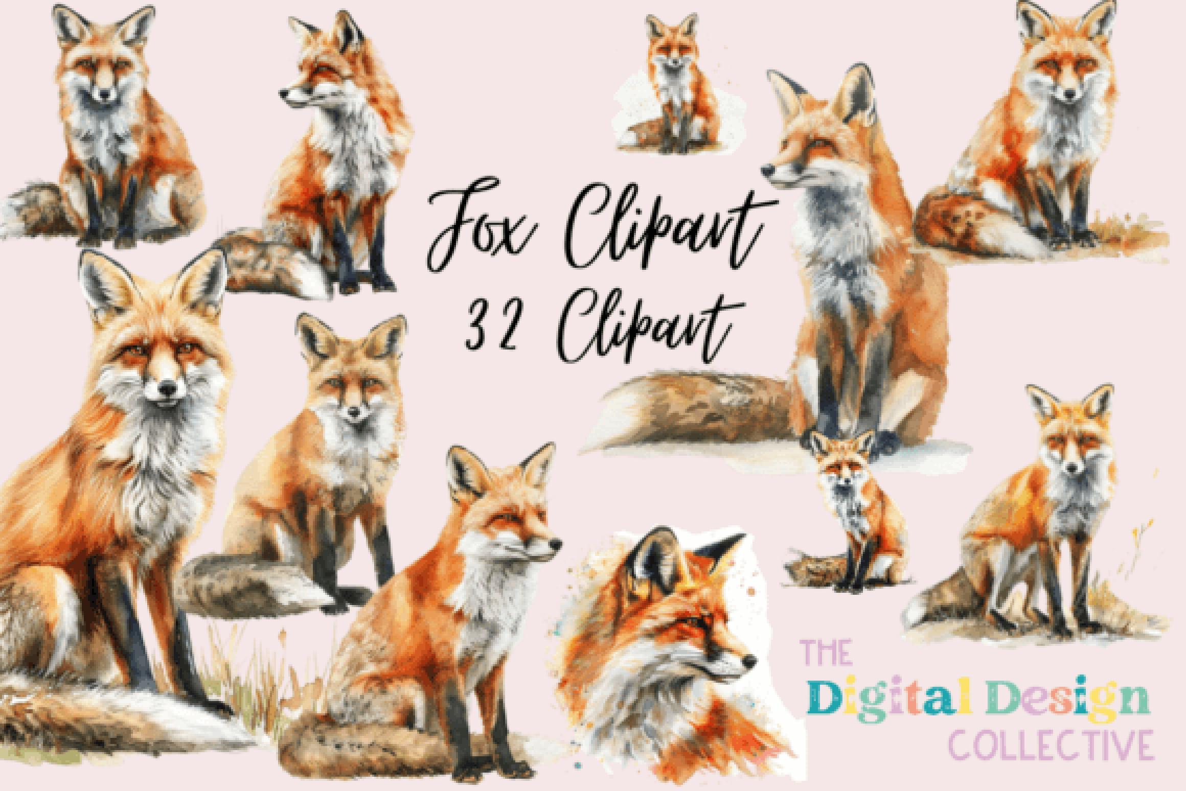 Adorable Fox Clipart Bundle