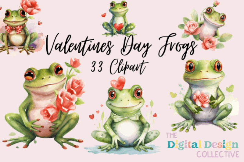 Adorable Frog Valentines Clipart Bundle - CraftNest - Digital Crafting and Art
