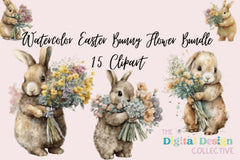 Easter Bunny Flower Clipart Bundle - CraftNest - Digital Crafting and Art