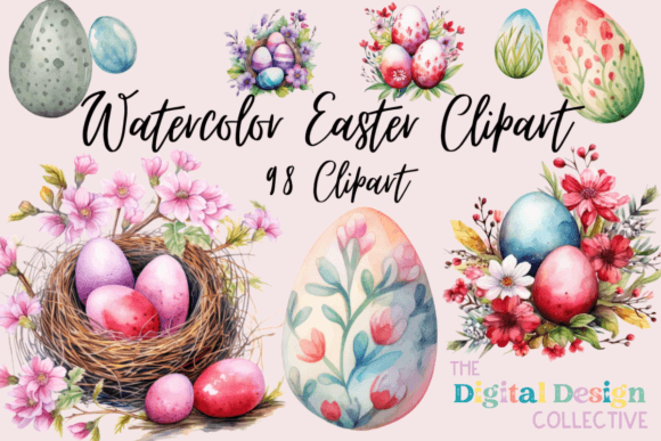 Colorful Easter Eggs Clipart Bundle