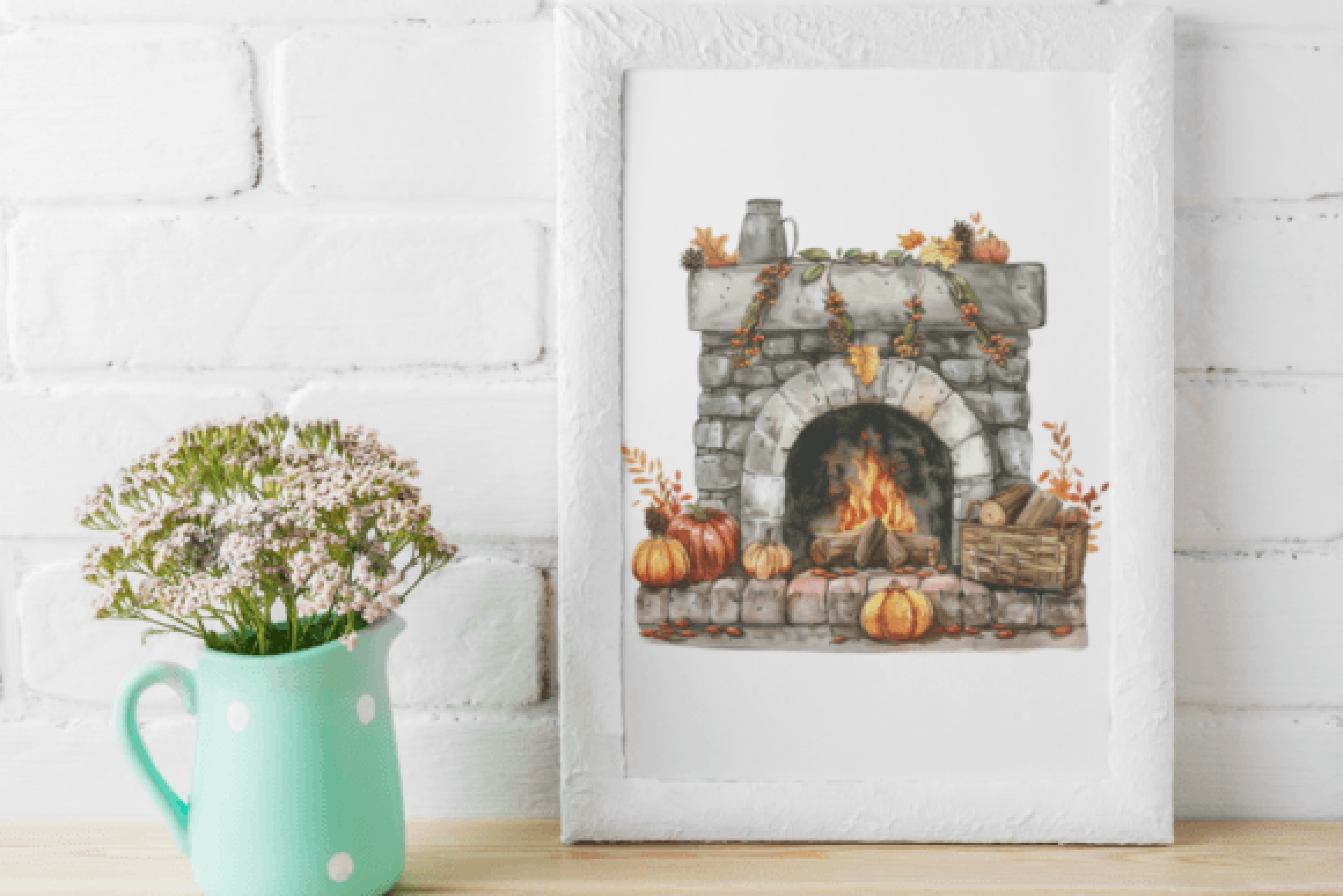 Cozy Autumn Fireplace Clipart Bundle