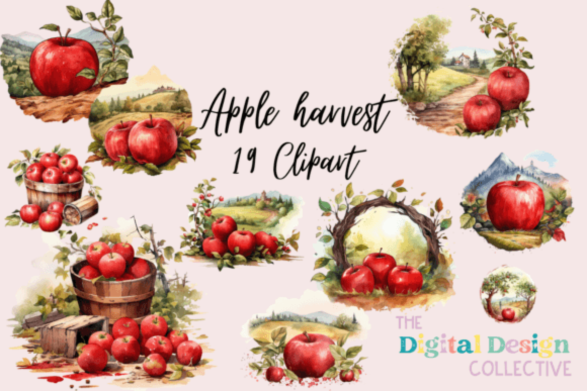 Fall Harvest Apple Clipart Bundle
