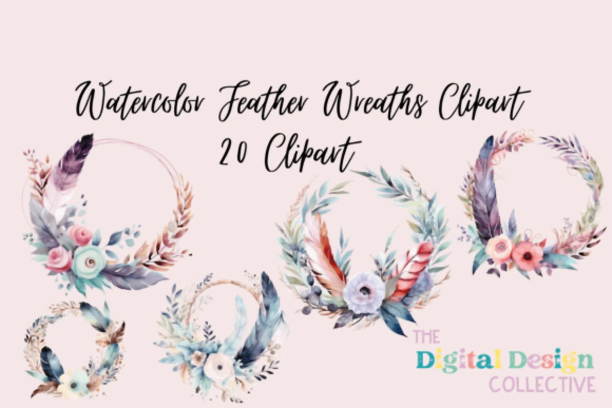Feather Wreaths Clipart Bundle - CraftNest - Digital Crafting and Art