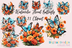 Floral Butterfly Clipart Bundle - CraftNest - Digital Crafting and Art