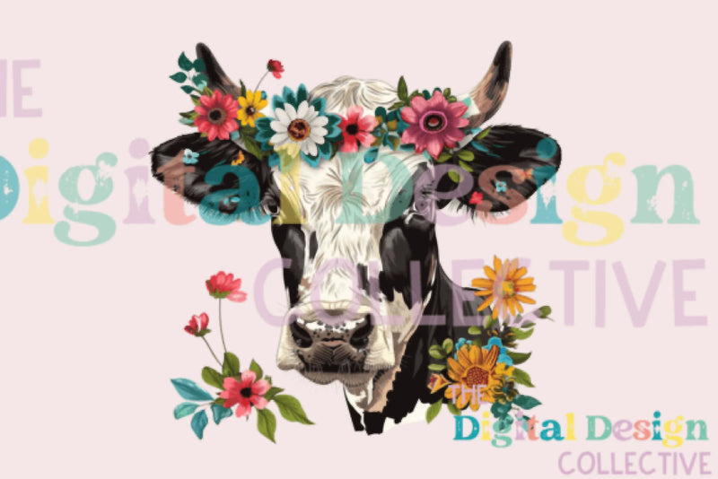 Floral Highland Cow Clipart Bundle - CraftNest - Digital Crafting and Art