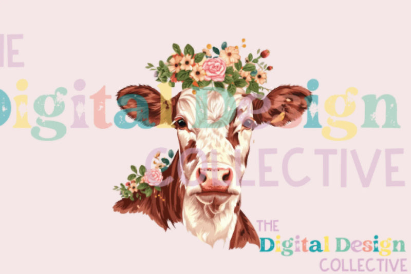 Floral Highland Cow Clipart Bundle - CraftNest - Digital Crafting and Art