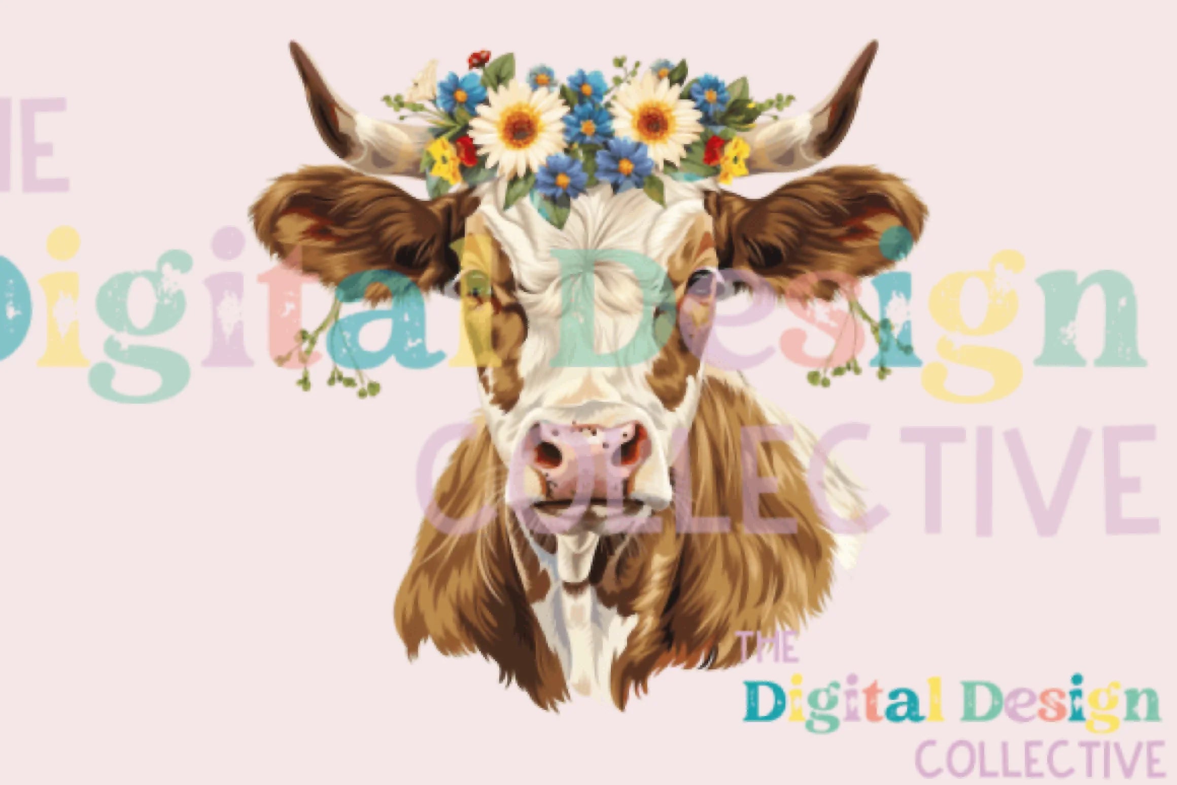 Floral Highland Cow Clipart Bundle - CraftNest - Digital Crafting and Art