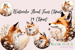 Floral Foxes Clipart Bundle - CraftNest - Digital Crafting and Art