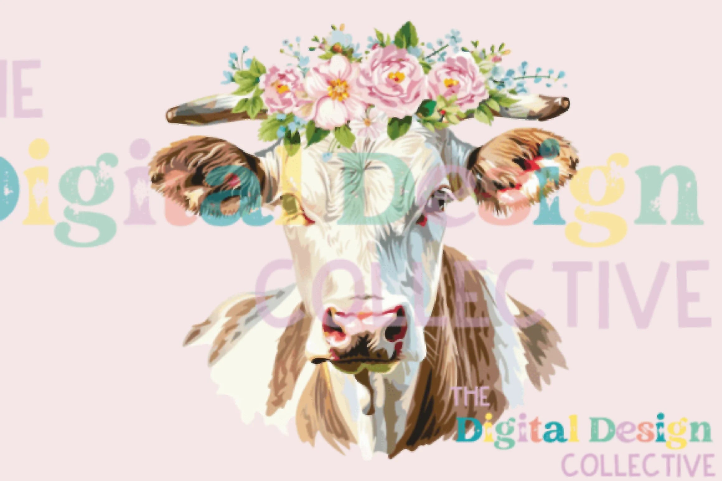 Floral Highland Cow Clipart Bundle - CraftNest - Digital Crafting and Art