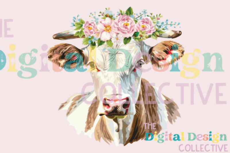 Floral Highland Cow Clipart Bundle - CraftNest - Digital Crafting and Art