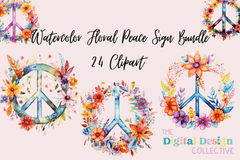 Floral Peace Sign Clipart Bundle - CraftNest - Digital Crafting and Art