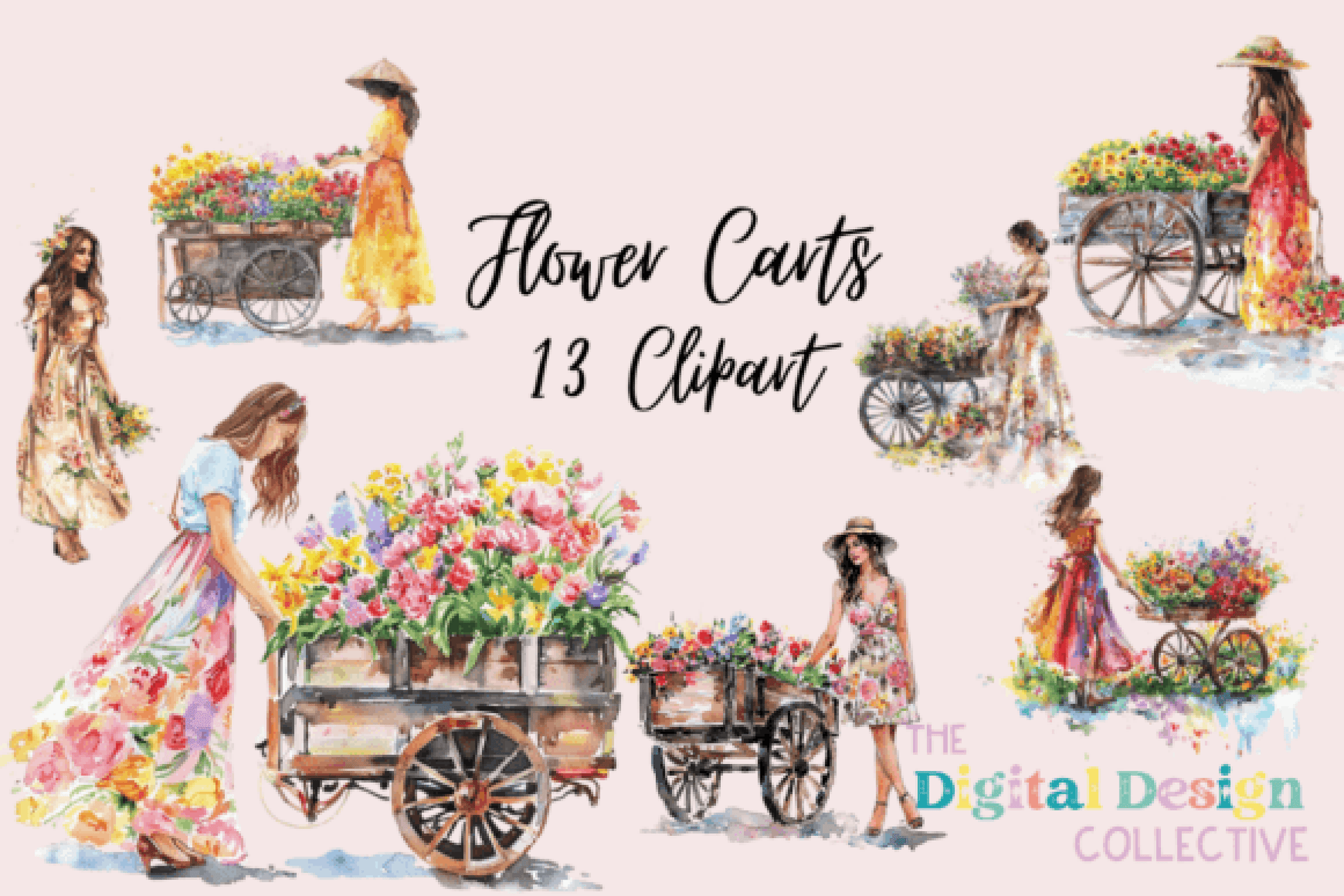 Flower Cart Clipart Bundle - CraftNest - Digital Crafting and Art