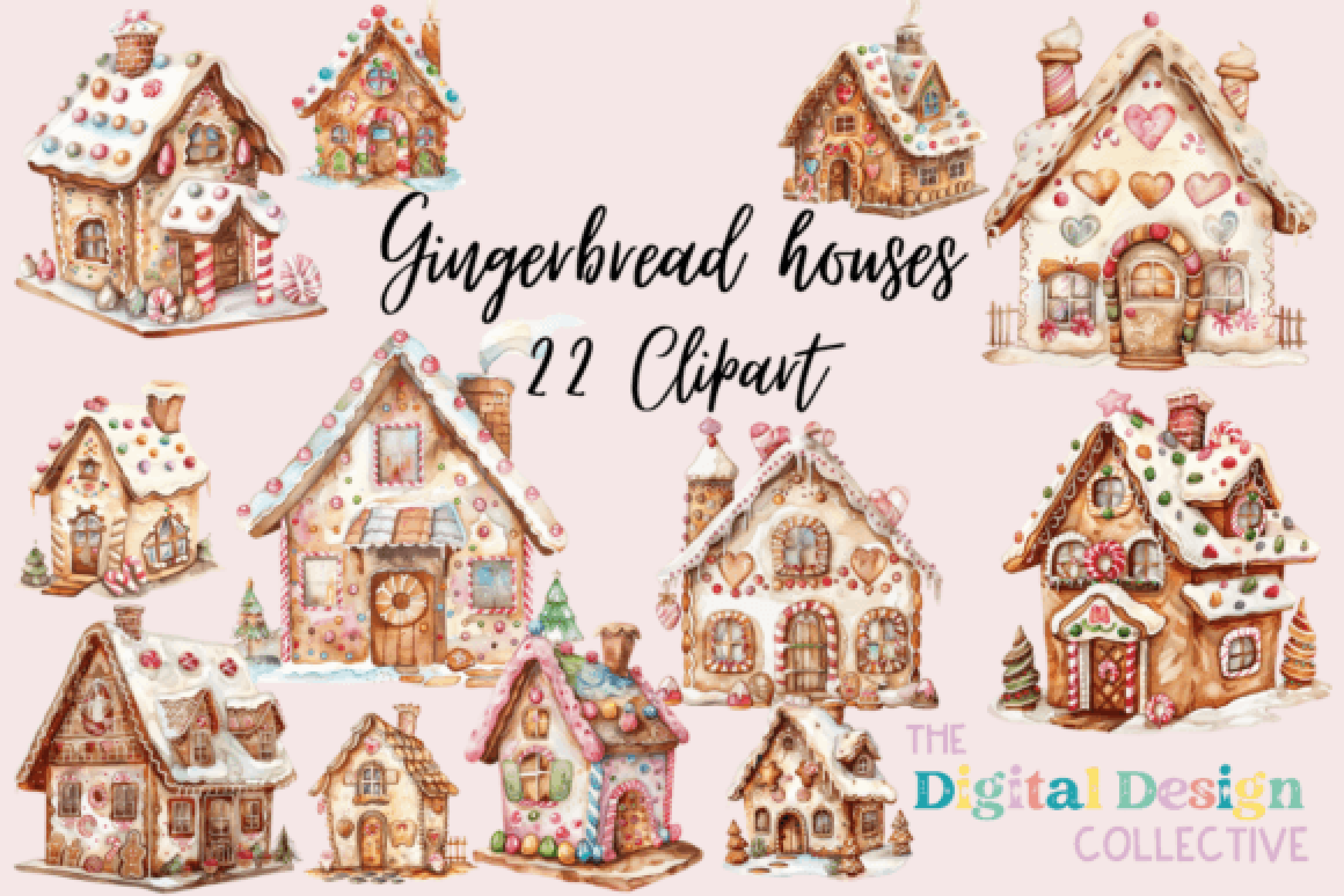 Gingerbread Houses Clipart Bundle