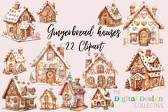 Gingerbread Houses Clipart Bundle - CraftNest - Digital Crafting and Art