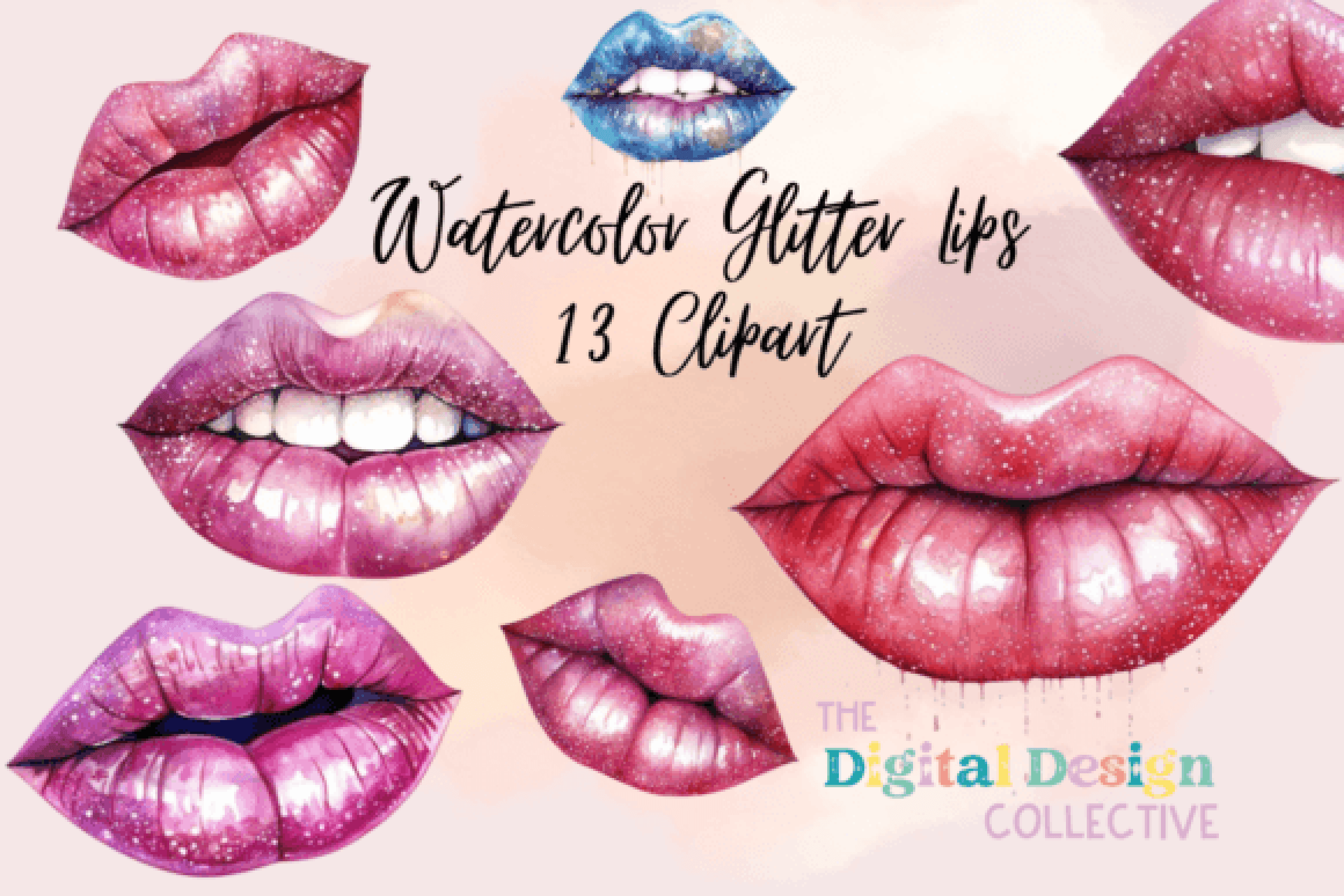 Glitter Lips Clipart Bundle - CraftNest - Digital Crafting and Art