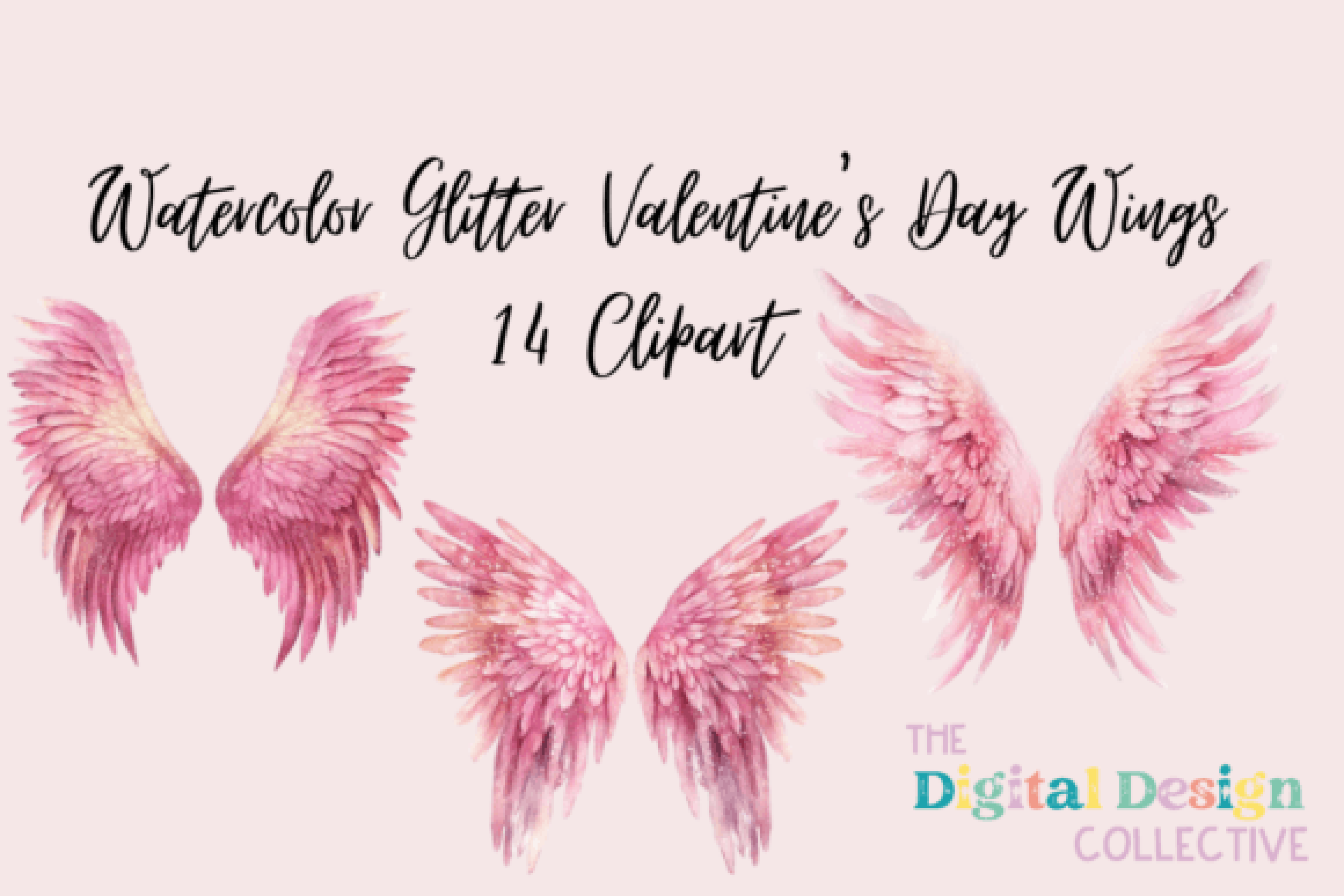 Glitter Valentine's Day Wings Clipart Bundle