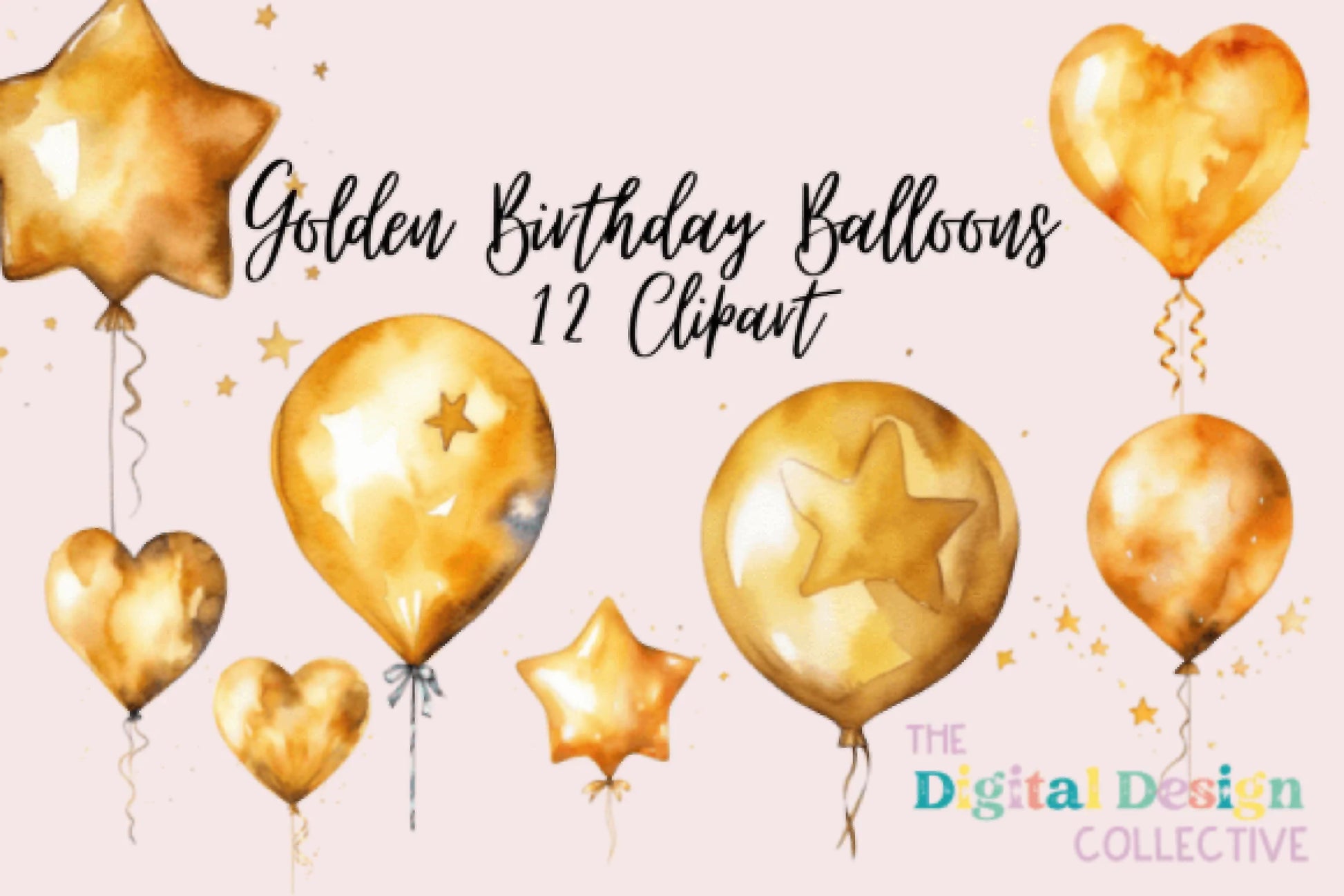 Golden Birthday Balloons Clipart Bundle - CraftNest - Digital Crafting and Art