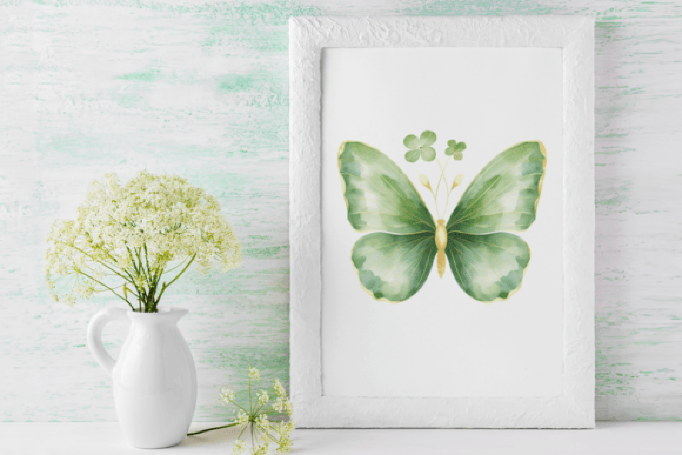 Green Butterflies Clipart Bundle